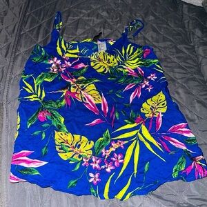 Tropical Blue Ruched Camisole Tank Top